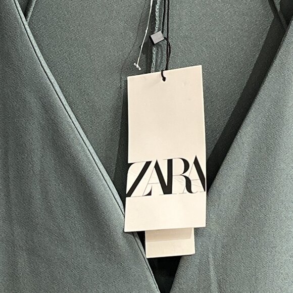 Zara Dress Womens L Gray Sheath Knit Midi Flare Sleeve Minimalist Capsule Office - Picture 3 of 11